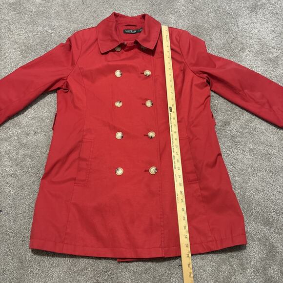Lauren Ralph Lauren Red Nautical Pea Coat Jacket Anchor Buttons Size XL - Picture 4 of 5